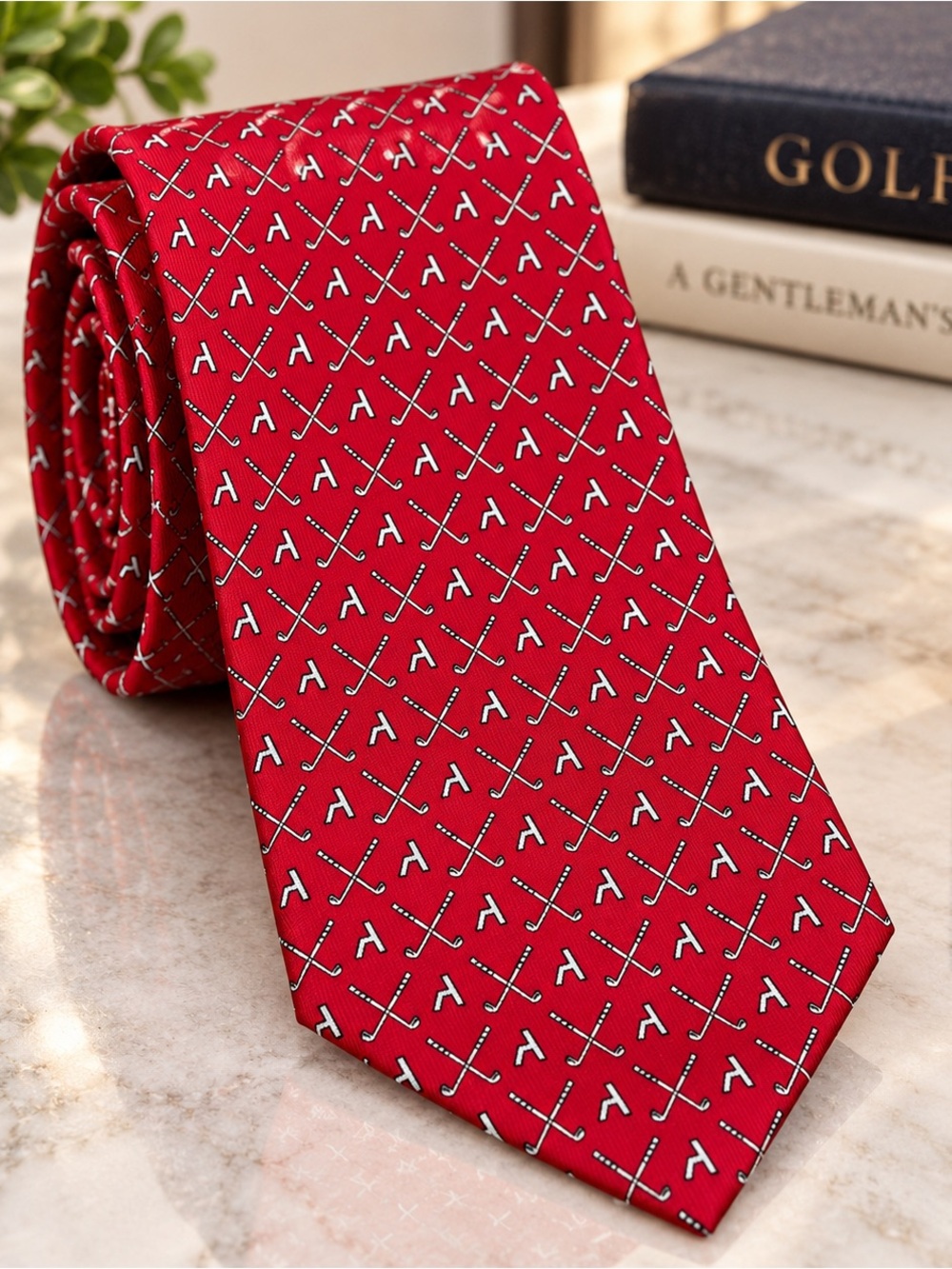 Vineyard Vines Custom Collection Golf Tie Red 100% Silk Made USA NWT 58”